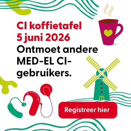 CI koffietafel 5 juni 2026. Ontmoet andere MED-EL CI-gebruikers. Registreer hier.