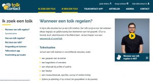 Een pagina op www.tolkcontact.nl