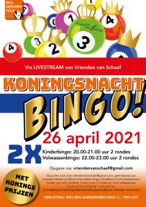 Flyer voor koningsnacht bingo