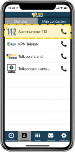 De Tolkcontact-app met de knop Alarmnummer 112