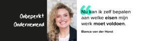 Uitgelichte afbeelding met Bianca van der Horst en een quote