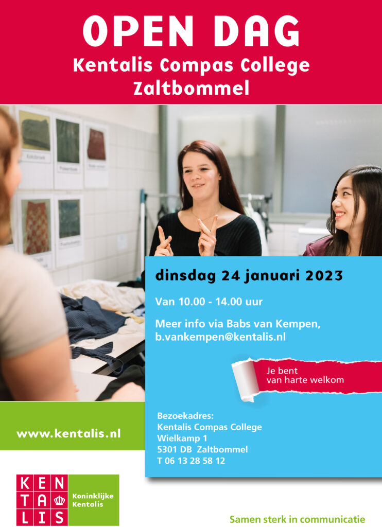 Poster open dag Kentalis Compas College Zaltbommel 24 januari