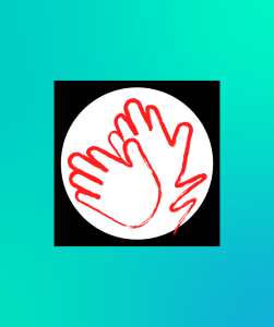 Stem vakje ingevuld met 2 gebaren handen in het rood