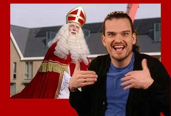 Sinterklaas en tolk Nederlandse Gebarentaal