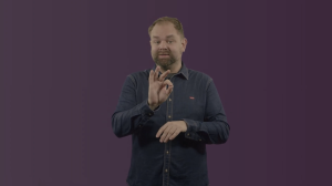 Man in beeld die gebaar maakt