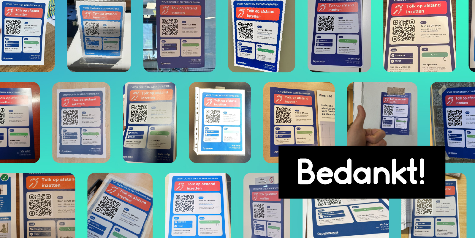 meerdere foto's van de tolk op afstand poster voor in stembureaus