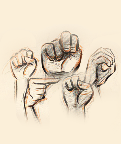 Tekeningen van hand gebaren