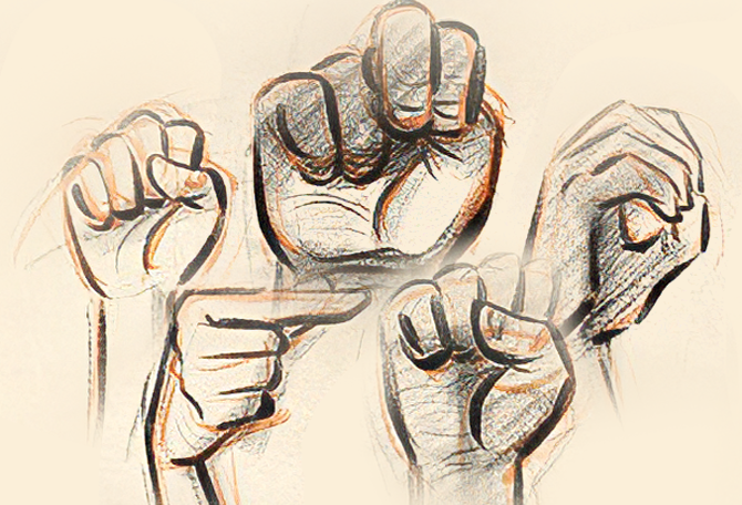 Tekeningen van hand gebaren