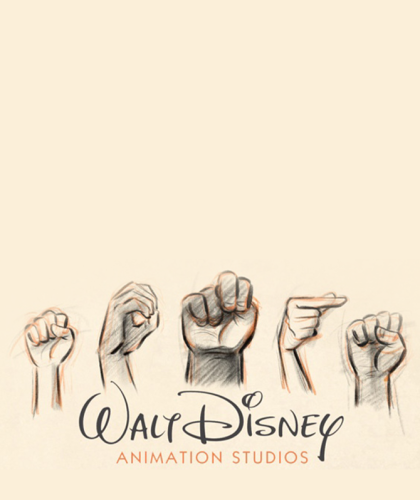 Logo walt disney, tekeningen van hand gebaren
