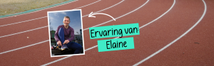 Foto van Elaine met op de achtergrond de atletiekbaan